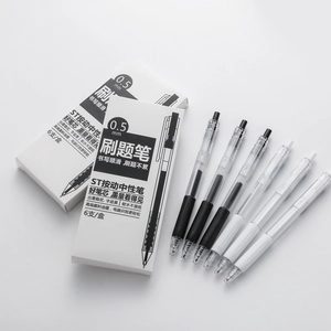 6er-Set schwarze 0,5 mm Druckkugelschreiber mit glatter Tinte und minimalistischem Schaft
