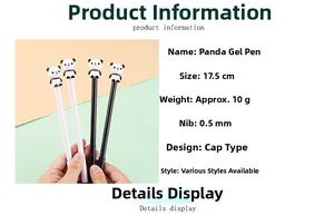 Détail du stylo gel panda de 17,5cm avec pointe de 0,5mm et figurine de panda mignonne