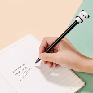 Cute panda cartoon 0.5mm black gel pen for smooth writing with 3D decorative topper
