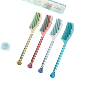 Set de cuatro bolígrafos de gel creativos con forma de peine de diamante y degradados