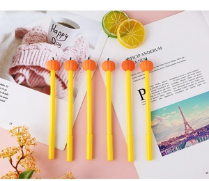 Set of 6 cute pumpkin gel pens with silicone tops for Halloween gift stationery