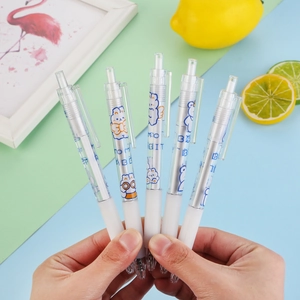 Five-piece cute cartoon rabbit retractable gel pens with comfortable white anti-slip grip