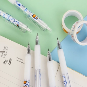 Cute push-button utility craft knife pen with blue cartoon dog patterns for DIY art
