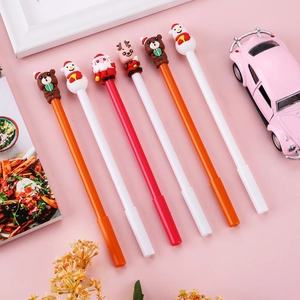 Creative Cute Cartoon Christmas Gel Pen Plastic Silicone Santa Snowman Reindeer Bear Stationery For Student Office School Writing Gift