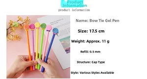 Detailed view of colorful lollipop gel pens with 0.5mm nibs and cute bowknot designs
