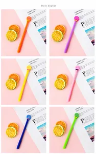 Detail view of colorful bow-knot lollipop gel pens set in six vibrant colors