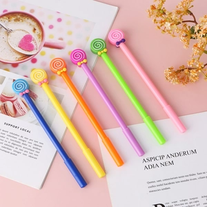 Creative lollipop gel pens set with 6 colorful pens and cute bow decoration for students
