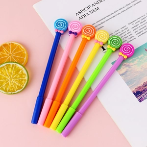 Creative lollipop gel pens with bowknots in six vibrant colors for students