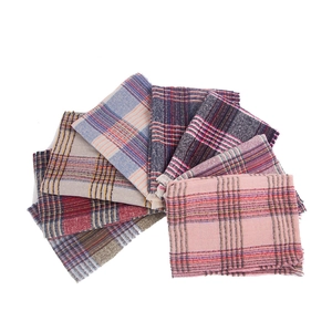 Plaid knitted scarf for women with soft tassel edges in various vibrant color patterns