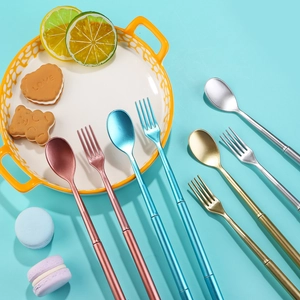 Creative cutlery-shaped gel pens in matte rose gold, blue, gold, and silver finishes