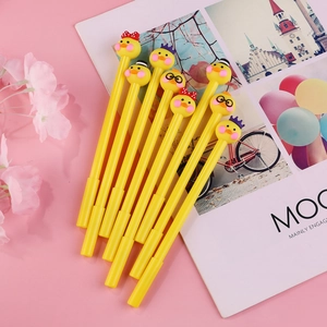 Set of 10 cute cartoon little yellow duck gel pens with 0.5mm black ink for school