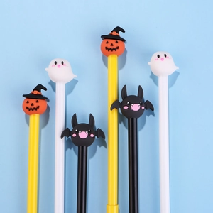 Halloween gel pen set featuring cute pumpkin, ghost, and bat toppers for office use