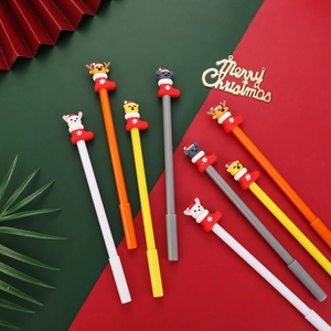 Christmas neutral pen set with 3D silicone cartoon animals in colorful socks