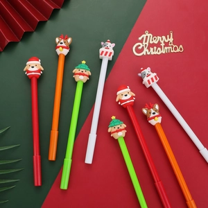 8-piece Christmas cartoon gel pen set with 3D silicone Santa and reindeer toppers