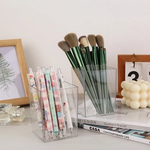Porte-stylo minimaliste en acrylique pour fournitures de bureau et pinceaux de maquillage