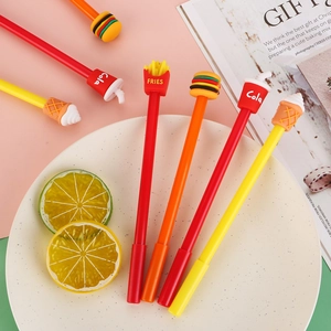 Kreatives Gelschreiber-Set im Fast-Food-Design mit Pommes, Burger, Cola und Eiscreme