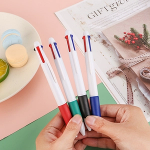 Multi Color Ballpoint Pen Retractable Multi Function Plastic With Soft Rubber Grip Smooth Writing Stationery Office