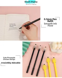 Détail de stylos gel poussin 0,5 mm montrant une écriture fluide et l'encre noire