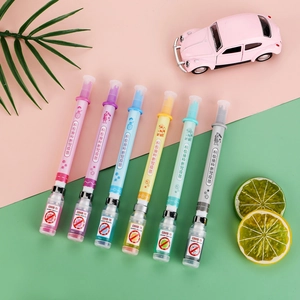 Creative vaccine syringe shaped neutral pens in 6 vibrant colors for student journaling