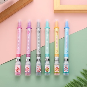 6-color syringe-shaped highlighter pens set with liquid design for creative stationery