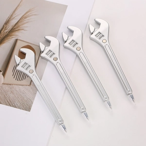 Stylos à bille créatifs en forme de clé à molette argentée au design industriel