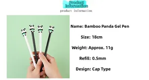 Detailansicht der 18cm Bambus-Panda-Gelschreiber mit 0,5mm Mine und Kappendesign