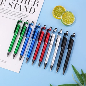 Multi-function 5-color metal stylus pen set with built-in phone stand and ballpoint tip