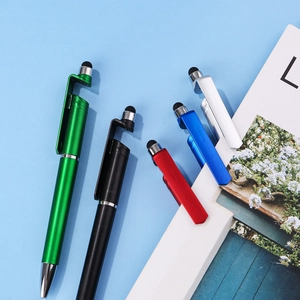 Multi-function stylus ballpoint pens in five colors with built-in phone stand