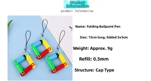 Detailed view of the 15cm foldable ballpoint pen showing dimensions and black lanyard