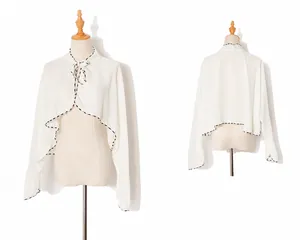 Detailed front and back views of women's cream white chiffon sun protection shawl