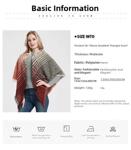 Detailed view of herringbone triangle scarf with brushed gradient texture and tassels