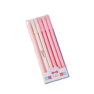 Morandi colored gel pen set of 6 in transparent box with cute animal illustrations