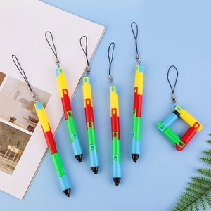Creative Foldable Ballpoint Pen Colorful Plastic Deformable Segmented Writing Tool With Lanyard Student Reward Puzzle Toy