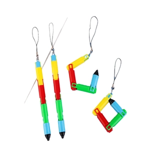 Creative multi-color foldable ballpoint pen with lanyard in various geometric shapes