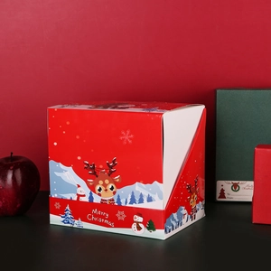 Christmas 10-color ballpoint pen display box with festive reindeer and snowman patterns