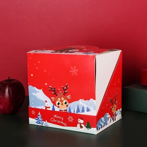 Red Christmas 10-color ballpoint pen gift box with cartoon reindeer and snowman illustrations