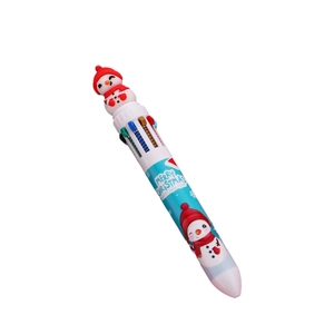 Christmas snowman 10-color ballpoint pen with 3D topper and festive holiday design