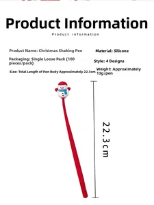 Detail of Christmas snowman silicone pen measuring 22.3cm with soft shakeable ornament