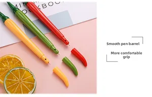 Close-up of chili-shaped pens with smooth barrels and comfortable grip details