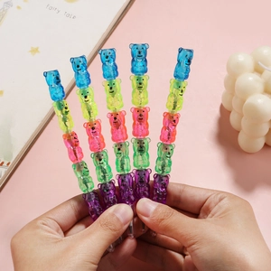 Bear Stacking Non-Sharpening Pencils Transparent Colorful Plastic Detachable Creative Stationery For Kids Students