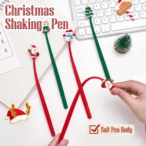 Flexible Christmas themed shaker gel pens featuring cartoon Santa and reindeer figures
