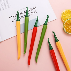 Bolígrafos de gel creativos con forma de chile en rojo, amarillo y verde para oficina