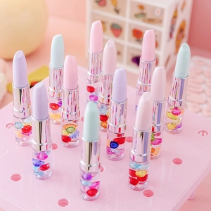 Lipstick Shape Gel Pen With Floating Beads Black Ink Plastic Cute Stationery For Office School Writing