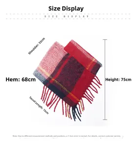Size chart showing dimensions for the plaid tassel poncho with specific measurements