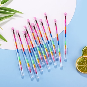 Creative stackable colorful building block crayons set for children's drawing and stationery