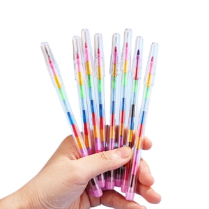 Creative stackable building block crayons in transparent tubes for school children