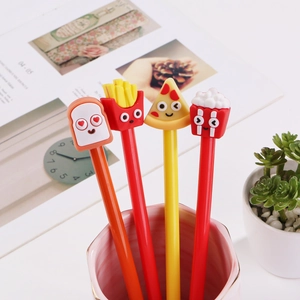 Cartoon Fast Food Gel Pens Creative Cute Silicone Food Decoration Plastic Black Ink Gel Pens For Students Office Writing Stationery