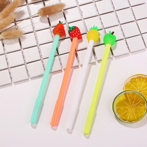 Penne Gel A Forma Di Frutta Silicone Plastica Punta Ad Ago Inchiostro Nero Cancelleria Creativa Carina Per Scuola Ufficio Fragola Ananas