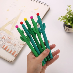 Lot de 5 stylos gel cactus créatifs avec fleurs colorées pour bureau et papeterie