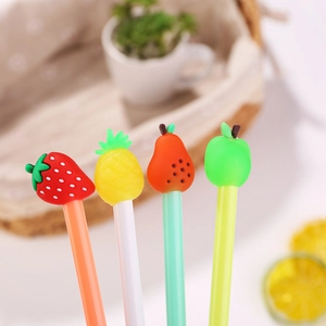 Simpatiche penne gel a forma di frutta con design in silicone di fragola, ananas e mela
